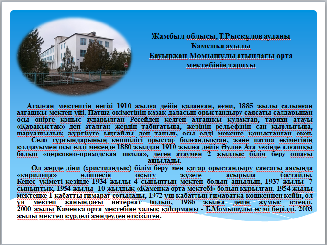 Б.Момышұлы атындағы орта мектебінің тарихы