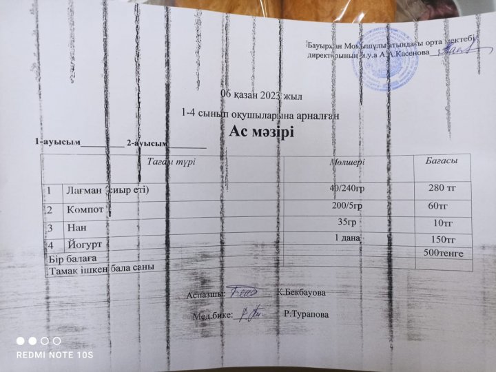Бауыржан Момышұлы атындағы орта мектебінде  мектеп оқушыларын бір мезгіл ыстық тамақпен қамтылу. 
